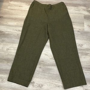 Alfred Dunner Olive Green Pull On Elastic Back Slacks with Side Pockets Size 14